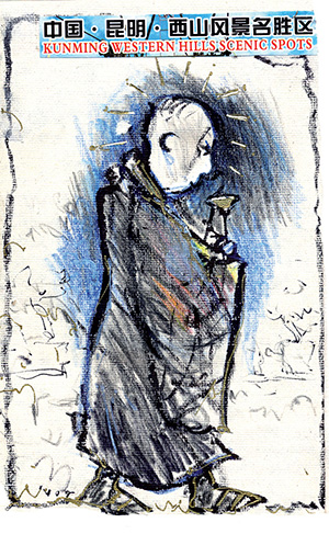 WEBpetit--Chine-Kunming-moine-su-temple-de-Huating-Si